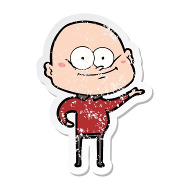 bakan bir karikatür kel adamın sıkıntılı etiket