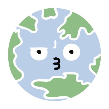 planet Earth düz renk retro çizgi film