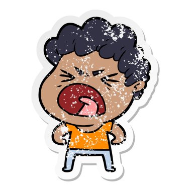 bir çizgi film öfkeli adam sıkıntılı etiket