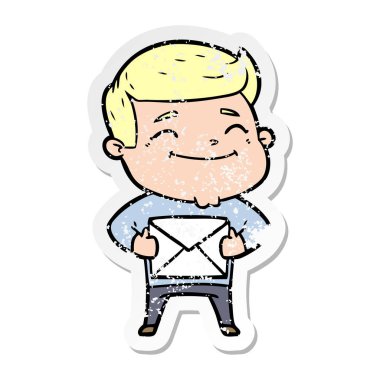 parsel ile mutlu karikatür insanın sıkıntılı etiket