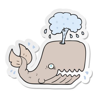 etiket bir karikatür balinanın su spouting