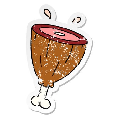 sıkıntılı etiket karikatür doodle jambon bir eklemi