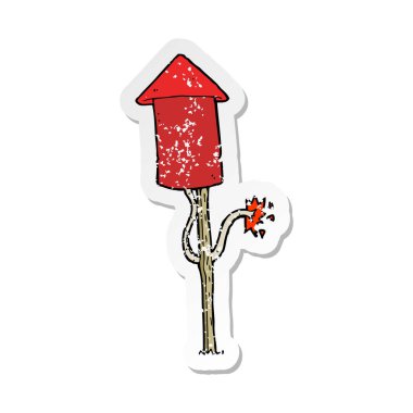 bir çizgi film havai fişek Retro sıkıntılı etiket