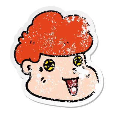 bir çizgi film yüzünü sıkıntılı etiket