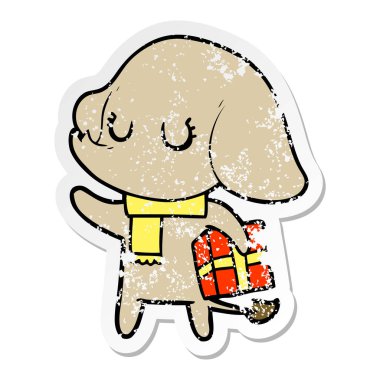 sevimli çizgi fil hediye ile sıkıntılı etiket