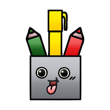 bir kalem tencere degrade gölgeli çizgi film