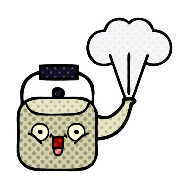 çizgi roman tarzı çizgi film buharlı su ısıtıcısı