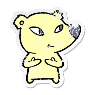 sevimli çizgi ayı sıkıntılı etiket