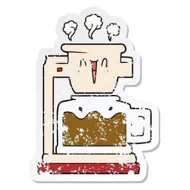 dumanı tüten bir sıcak kahve tencere sıkıntılı etiket