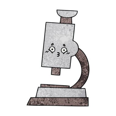 Retro grunge doku karikatür mikroskop