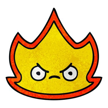 alev ateş etmek Retro grunge doku karikatür