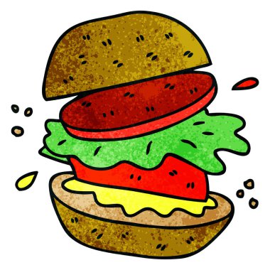 ilginç el karikatür veggie burger çekilmiş