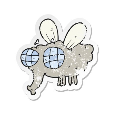 bir çizgi film sineğin Retro sıkıntılı etiket