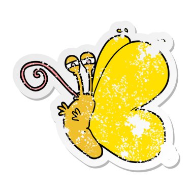 komik karikatür kelebek sıkıntılı etiket