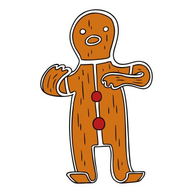 çizgi film doodle bir zencefilli kurabiye adam