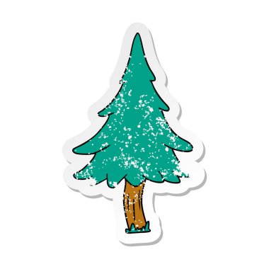 elle çizilmiş etiket karikatür doodle orman çam ağaçlarının sıkıntılı