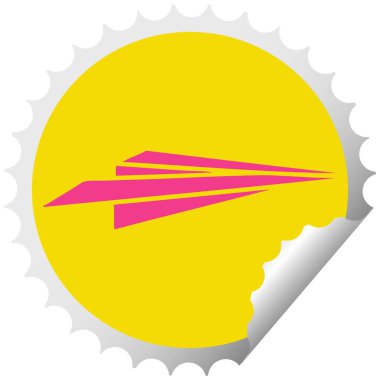 dairesel peeling etiket karikatür kağıt uçak