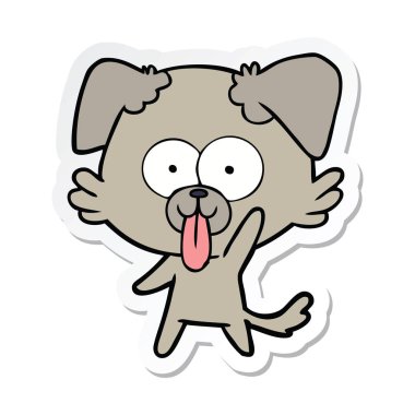 etiket yapışkanlık dışarı dil bir karikatür köpek