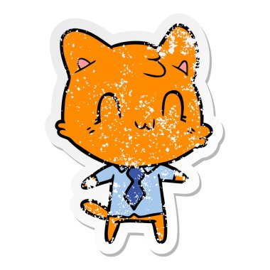 bir karikatür mutlu kedi sıkıntılı etiket