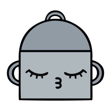 sevimli çizgi pot pişirme