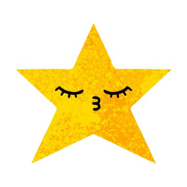 Retro illüstrasyon stil çizgi film altın bir yıldız