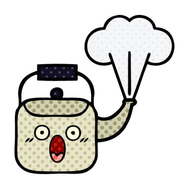 çizgi roman tarzı çizgi film buharlı su ısıtıcısı