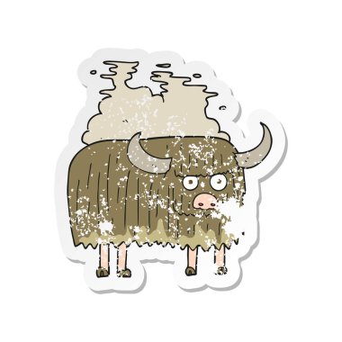 bir çizgi film kokulu inek Retro sıkıntılı etiket