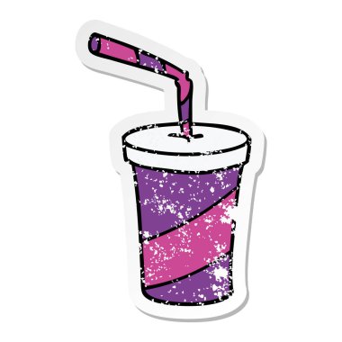 sıkıntılı etiket karikatür doodle fastfood bardak