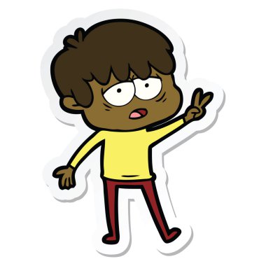 bir çizgi film yorgun çocuk etiket