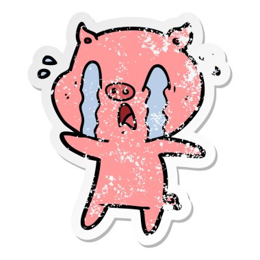 ağlayan bir domuz karikatür sıkıntılı etiket