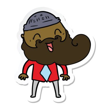 mutlu bir sakallı adamın etiket