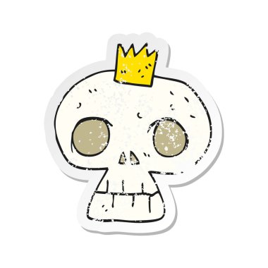 taç ile bir çizgi film kafatasının Retro sıkıntılı etiket