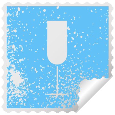 sıkıntılı kare etiketi simgesi şampanya flüt peeling