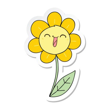 ilginç bir el etiket çizilmiş karikatür mutlu çiçek