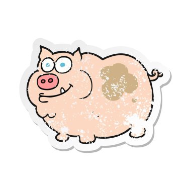 çizgi film domuz bir Retro sıkıntılı etiket