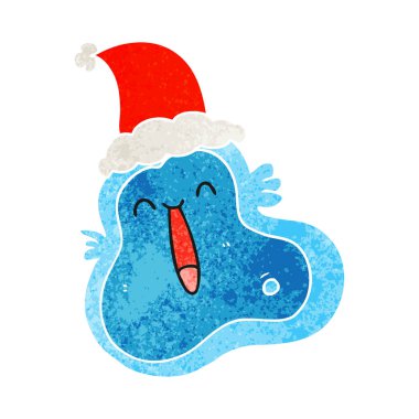 Noel Baba şapkası giyen bir mikrop, Retro çizgi film