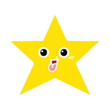 düz renk retro karikatür altın yıldız