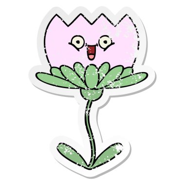 sevimli çizgi çiçek sıkıntılı etiket