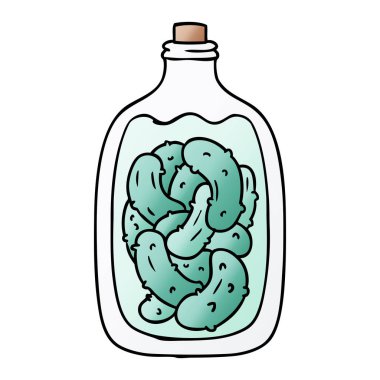 Degrade çizgi film doodle kavanoz salatalık turşusu