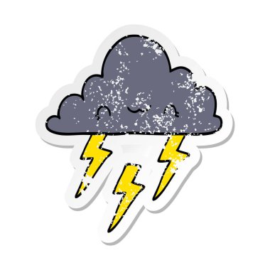 bir çizgi film fırtına bulutu sıkıntılı etiket