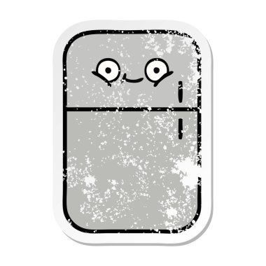 sevimli çizgi buzdolabı dondurucu sıkıntılı etiket