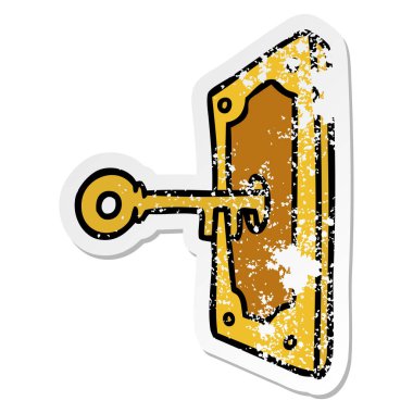 elle çizilmiş etiket karikatür doodle bir kapı kolu, sıkıntılı