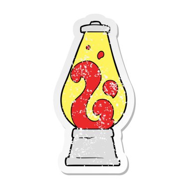 bir çizgi film retro lav lambası sıkıntılı etiket