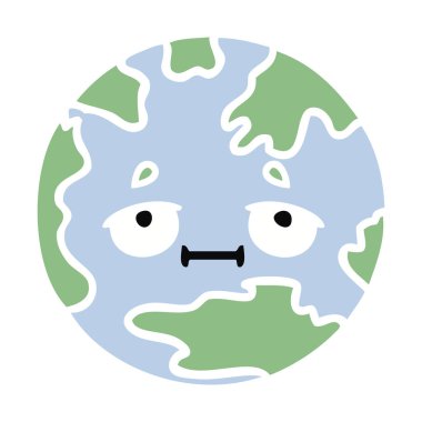 planet Earth düz renk retro çizgi film