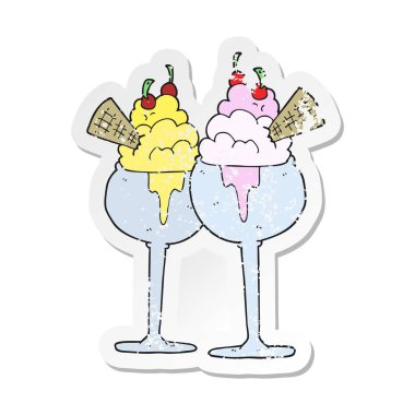 çizgi film dondurma Retro sıkıntılı etiket