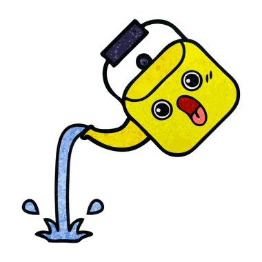 Retro grunge doku karikatür dökerek su ısıtıcısı