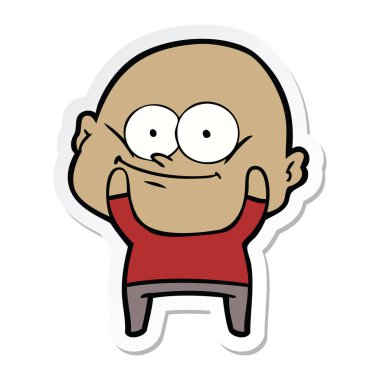 etiket bakarak bir karikatür kel adam