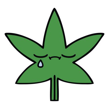sevimli çizgi marihuana yaprağı