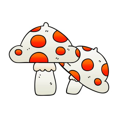 ilginç degrade gölgeli karikatür mantarlar