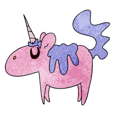 ilginç el çizilmiş karikatür tek boynuzlu at